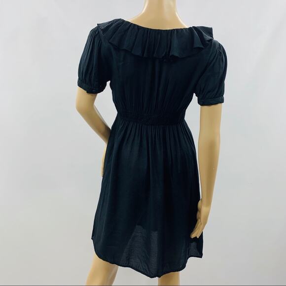 ASOS Black Wrap Dress with Ruffle Neck Line - Picture 9 of 11